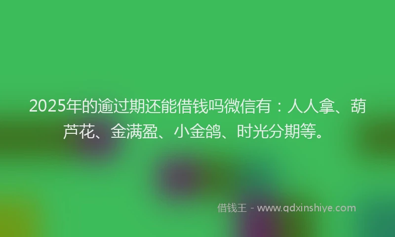 2025年的逾过期还能借钱吗微信有：人人拿、葫芦花、金满盈、小金鸽、时光分期等。