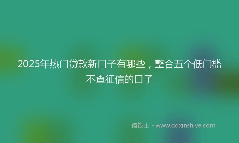 2025年热门贷款新口子有哪些，整合五个低门槛不查征信的口子