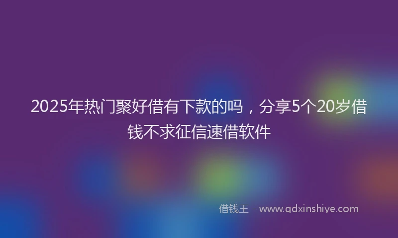 2025年热门聚好借有下款的吗，分享5个20岁借钱不求征信速借软件