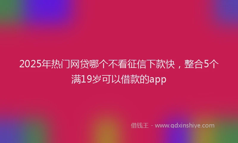 2025年热门网贷哪个不看征信下款快，整合5个满19岁可以借款的app