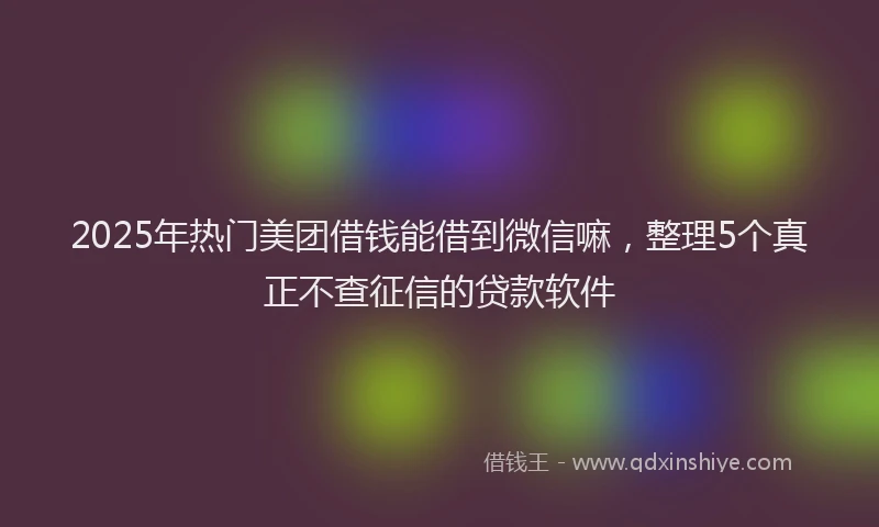 2025年热门美团借钱能借到微信嘛，整理5个真正不查征信的贷款软件