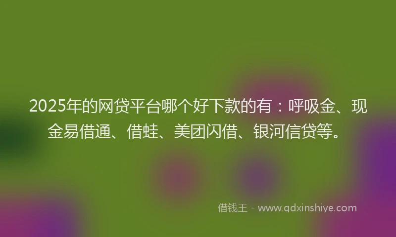 2025年的网贷平台哪个好下款的有：呼吸金、现金易借通、借蛙、美团闪借、银河信贷等。