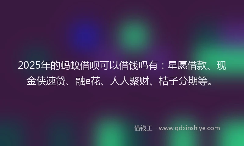2025年的蚂蚁借呗可以借钱吗有：星愿借款、现金侠速贷、融e花、人人聚财、桔子分期等。