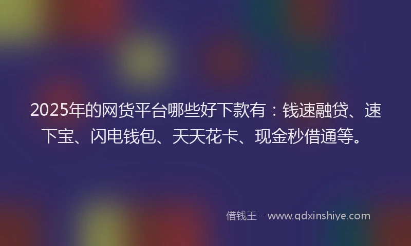 2025年的网货平台哪些好下款有：钱速融贷、速下宝、闪电钱包、天天花卡、现金秒借通等。