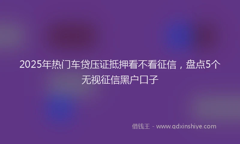 2025年热门车贷压证抵押看不看征信，盘点5个无视征信黑户口子