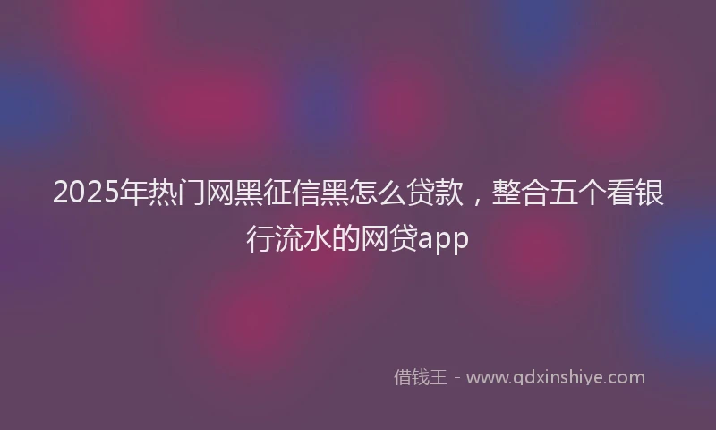 2025年热门网黑征信黑怎么贷款，整合五个看银行流水的网贷app
