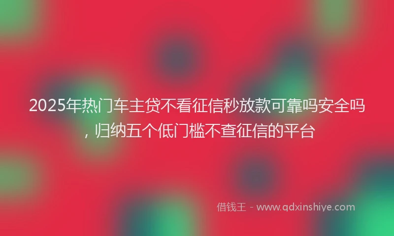 2025年热门车主贷不看征信秒放款可靠吗安全吗，归纳五个低门槛不查征信的平台