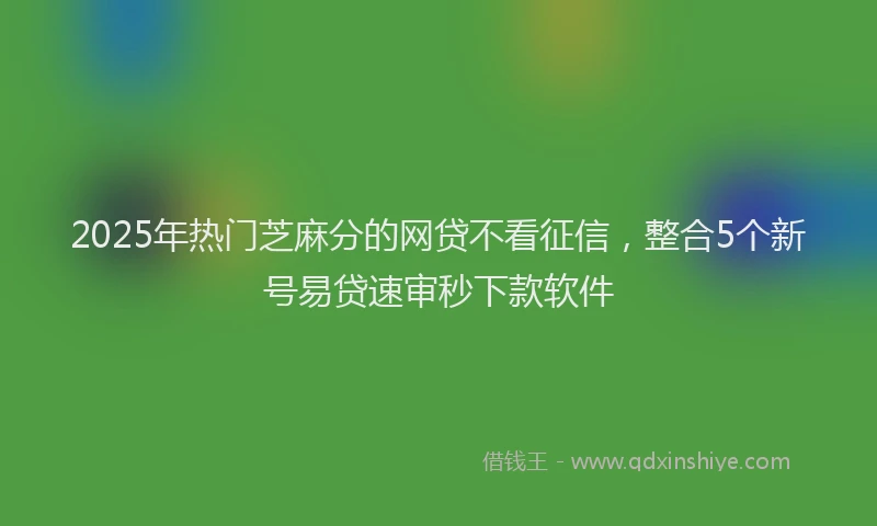 2025年热门芝麻分的网贷不看征信，整合5个新号易贷速审秒下款软件
