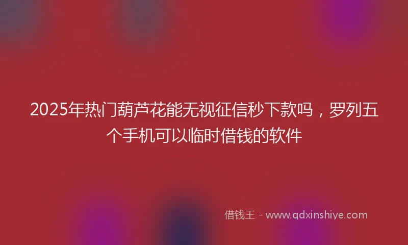 2025年热门葫芦花能无视征信秒下款吗，罗列五个手机可以临时借钱的软件