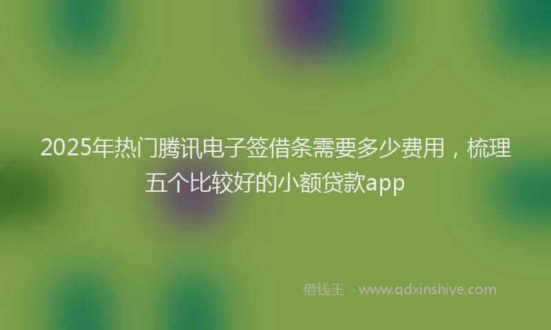 2025年热门腾讯电子签借条需要多少费用，梳理五个比较好的小额贷款app