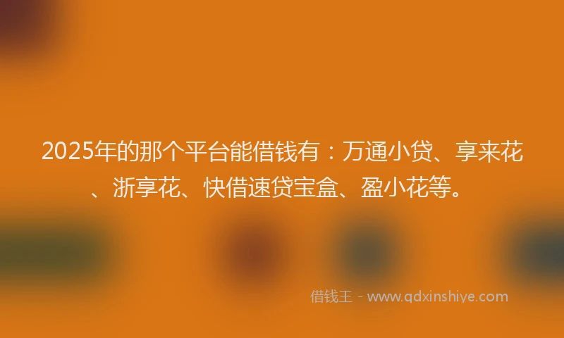 2025年的那个平台能借钱有：万通小贷、享来花、浙享花、快借速贷宝盒、盈小花等。