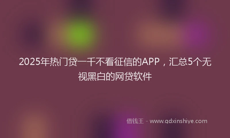 2025年热门贷一千不看征信的APP，汇总5个无视黑白的网贷软件