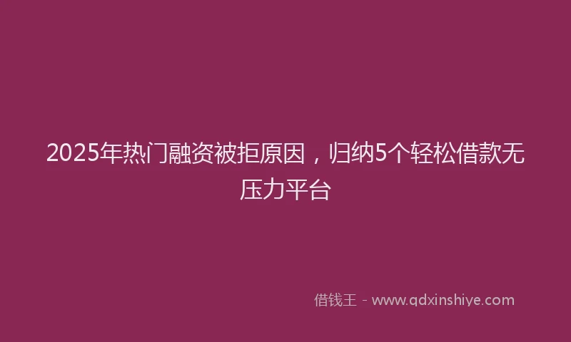 2025年热门融资被拒原因，归纳5个轻松借款无压力平台