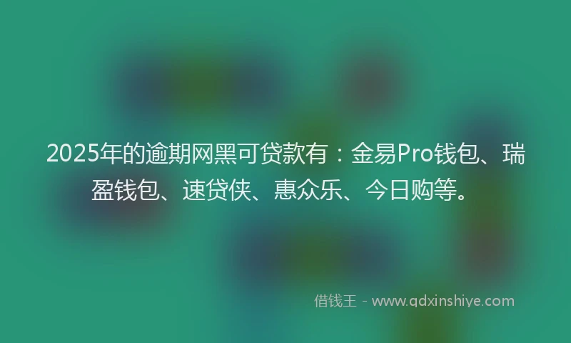 2025年的逾期网黑可贷款有：金易Pro钱包、瑞盈钱包、速贷侠、惠众乐、今日购等。