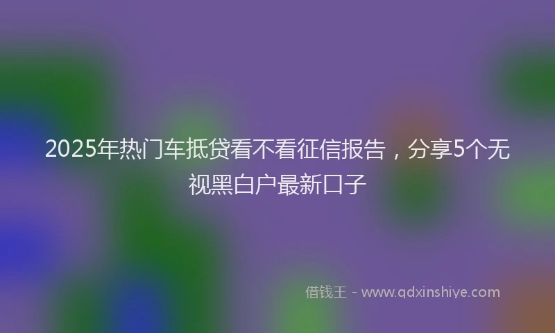 2025年热门车抵贷看不看征信报告，分享5个无视黑白户最新口子