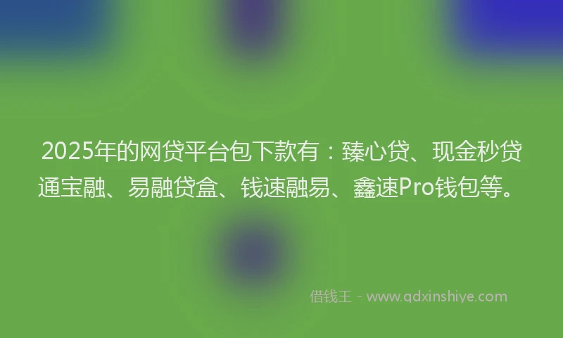 2025年的网贷平台包下款有：臻心贷、现金秒贷通宝融、易融贷盒、钱速融易、鑫速Pro钱包等。