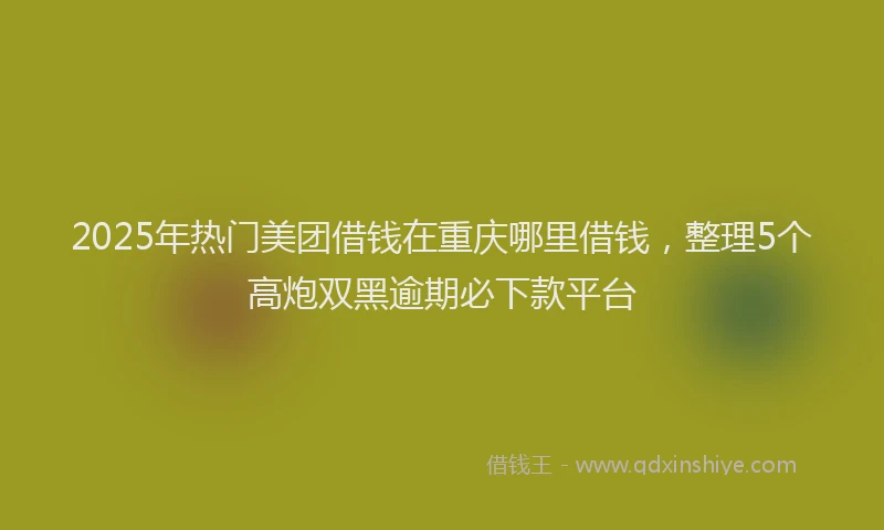 2025年热门美团借钱在重庆哪里借钱，整理5个高炮双黑逾期必下款平台