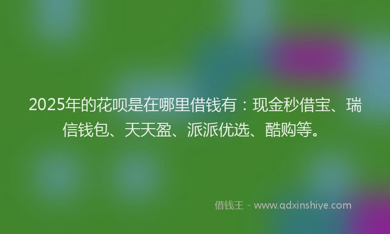 2025年的花呗是在哪里借钱有：现金秒借宝、瑞信钱包、天天盈、派派优选、酷购等。