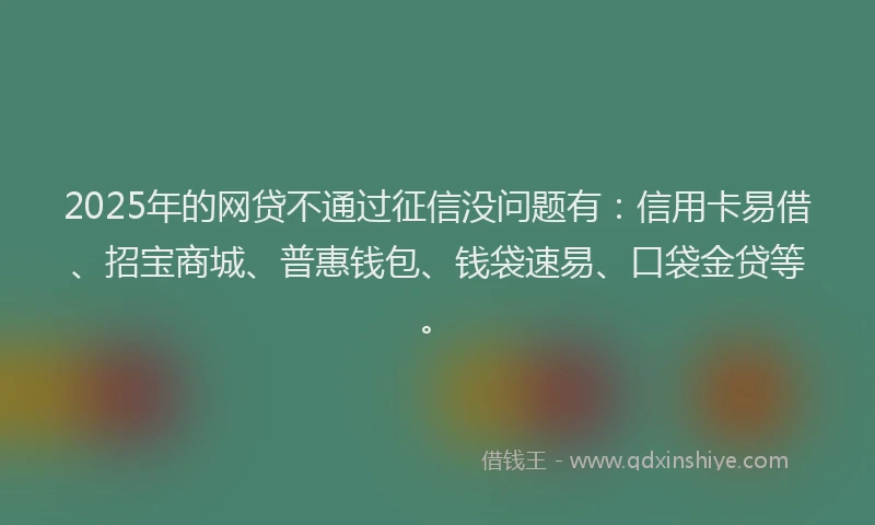 2025年的网贷不通过征信没问题有：信用卡易借、招宝商城、普惠钱包、钱袋速易、口袋金贷等。