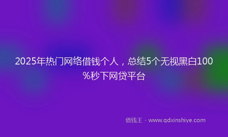 2025年热门网络借钱个人，总结5个无视黑白100%秒下网贷平台