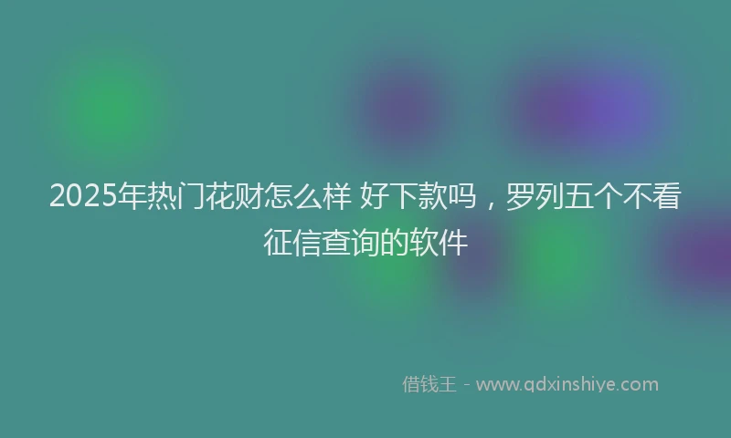 2025年热门花财怎么样 好下款吗，罗列五个不看征信查询的软件