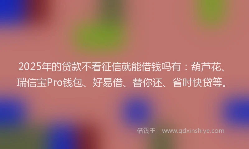 2025年的贷款不看征信就能借钱吗有：葫芦花、瑞信宝Pro钱包、好易借、替你还、省时快贷等。