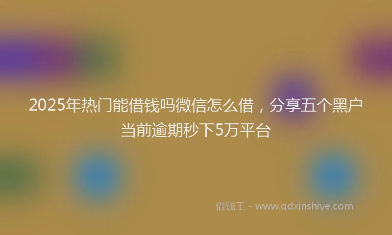 2025年热门能借钱吗微信怎么借，分享五个黑户当前逾期秒下5万平台