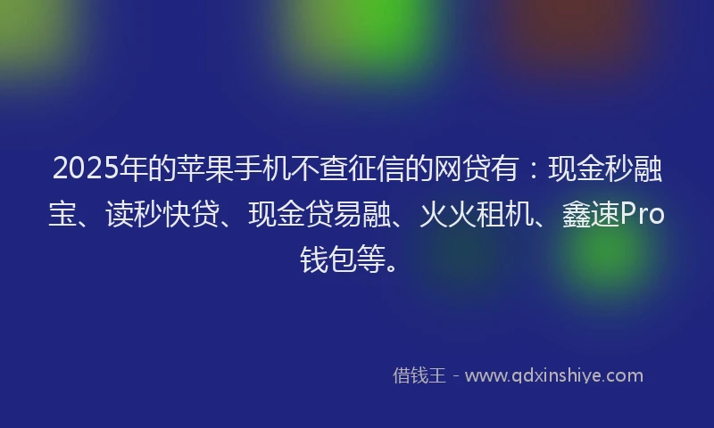 2025年的苹果手机不查征信的网贷有：现金秒融宝、读秒快贷、现金贷易融、火火租机、鑫速Pro钱包等。