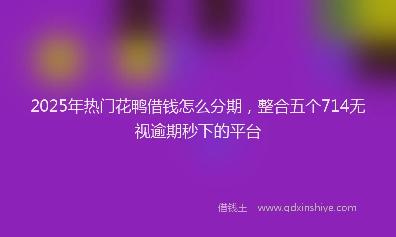 2025年热门花鸭借钱怎么分期，整合五个714无视逾期秒下的平台
