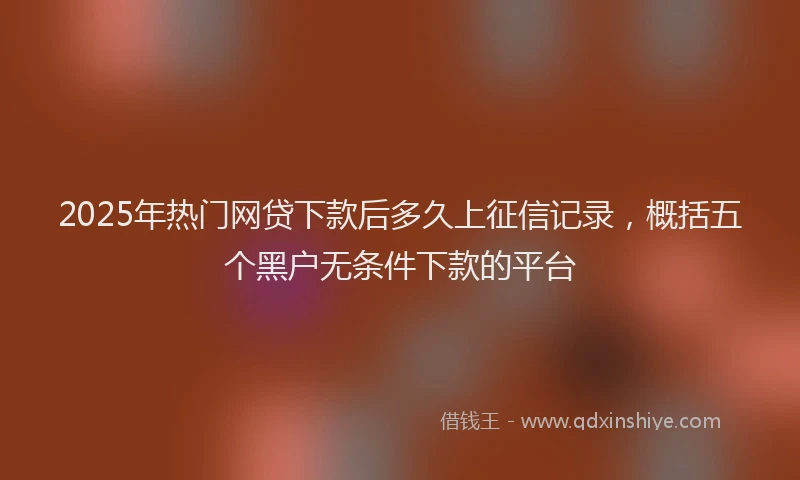 2025年热门网贷下款后多久上征信记录，概括五个黑户无条件下款的平台