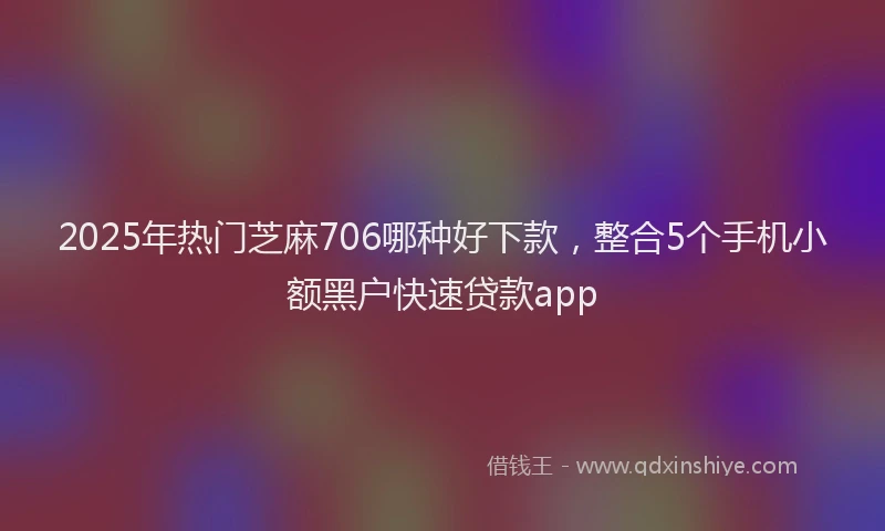 2025年热门芝麻706哪种好下款，整合5个手机小额黑户快速贷款app