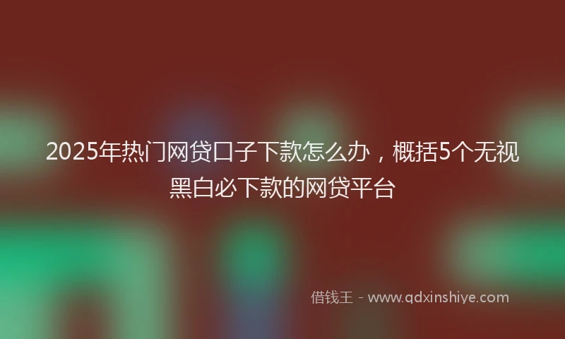 2025年热门网贷口子下款怎么办，概括5个无视黑白必下款的网贷平台