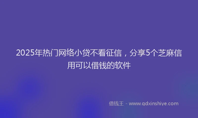 2025年热门网络小贷不看征信，分享5个芝麻信用可以借钱的软件