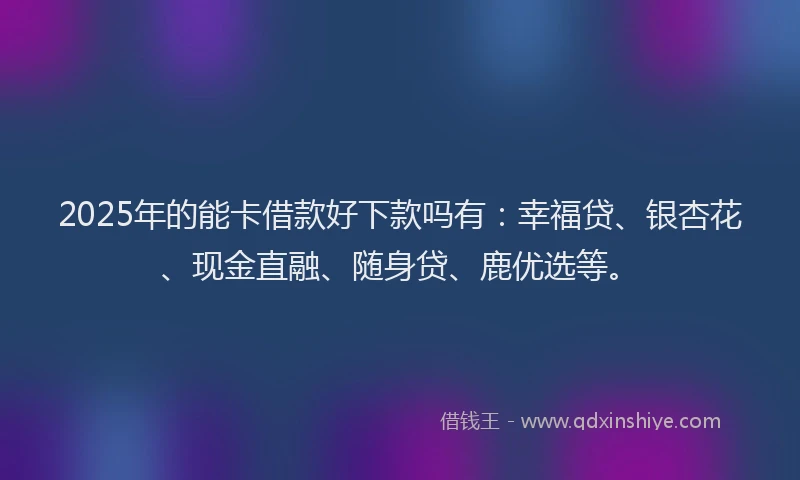 2025年的能卡借款好下款吗有：幸福贷、银杏花、现金直融、随身贷、鹿优选等。