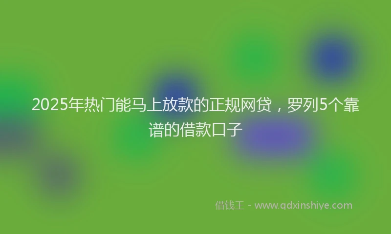 2025年热门能马上放款的正规网贷，罗列5个靠谱的借款口子