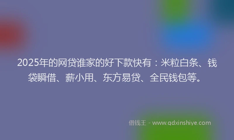 2025年的网贷谁家的好下款快有：米粒白条、钱袋瞬借、薪小用、东方易贷、全民钱包等。