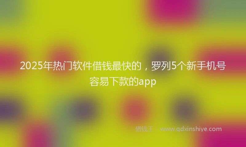 2025年热门软件借钱最快的，罗列5个新手机号容易下款的app