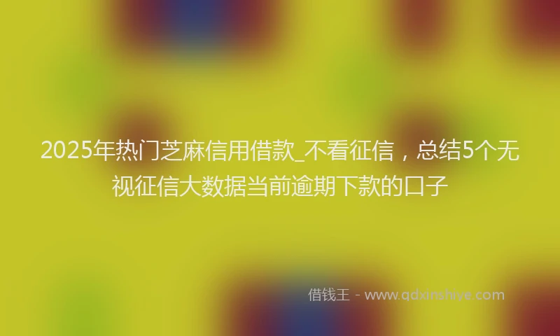 2025年热门芝麻信用借款_不看征信，总结5个无视征信大数据当前逾期下款的口子