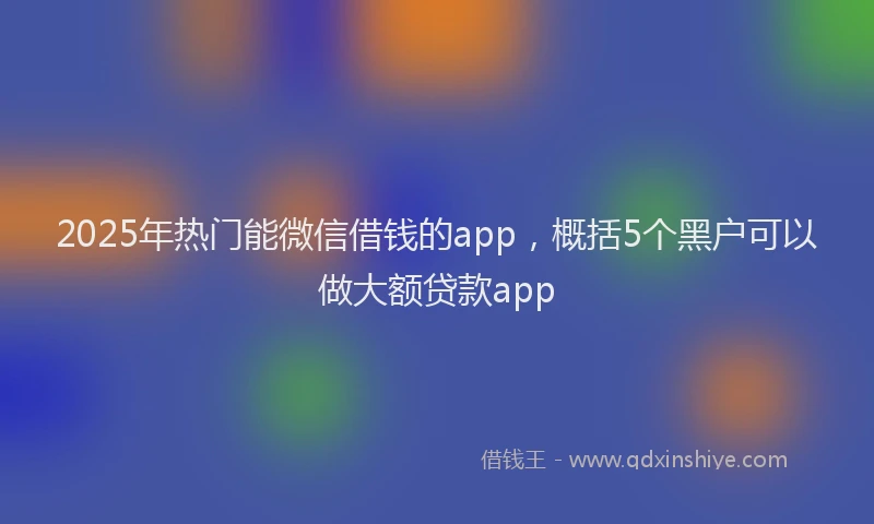 2025年热门能微信借钱的app，概括5个黑户可以做大额贷款app