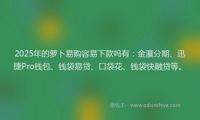 2025年的萝卜易购容易下款吗有：金瀛分期、迅捷Pro钱包、钱袋易贷、口袋花、钱袋快融贷等。