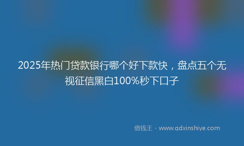 2025年热门贷款银行哪个好下款快，盘点五个无视征信黑白100%秒下口子
