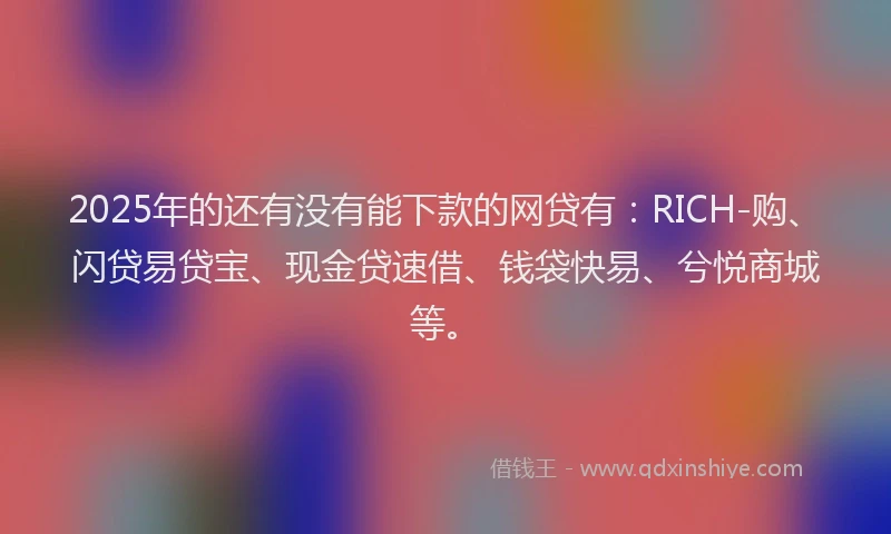 2025年的还有没有能下款的网贷有：RICH-购、闪贷易贷宝、现金贷速借、钱袋快易、兮悦商城等。