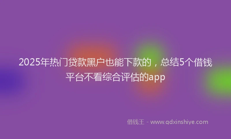 2025年热门贷款黑户也能下款的，总结5个借钱平台不看综合评估的app
