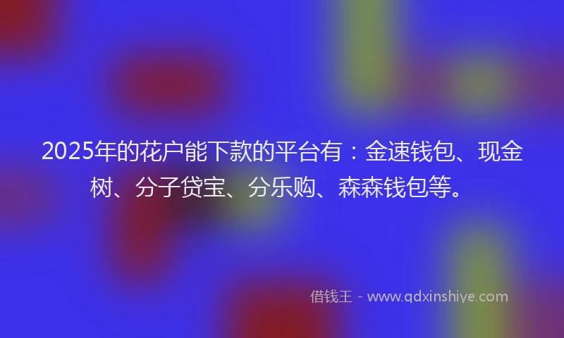 2025年的花户能下款的平台有：金速钱包、现金树、分子贷宝、分乐购、森森钱包等。
