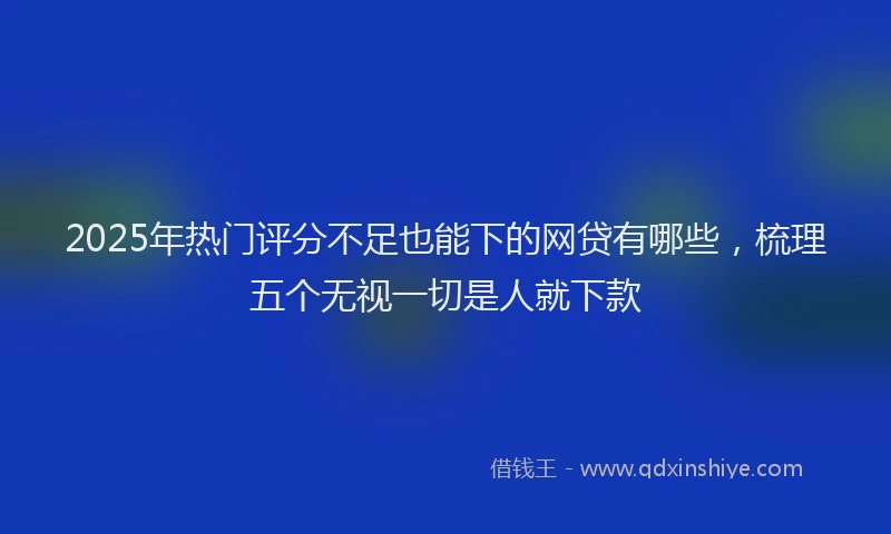 2025年热门评分不足也能下的网贷有哪些，梳理五个无视一切是人就下款