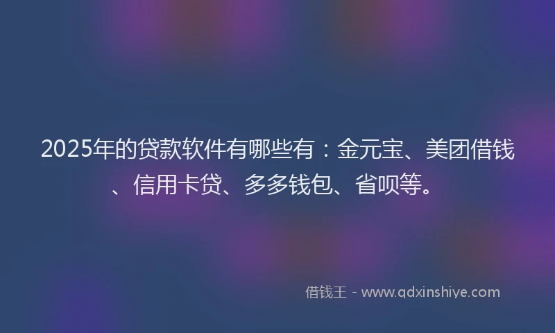2025年的贷款软件有哪些有：金元宝、美团借钱、信用卡贷、多多钱包、省呗等。