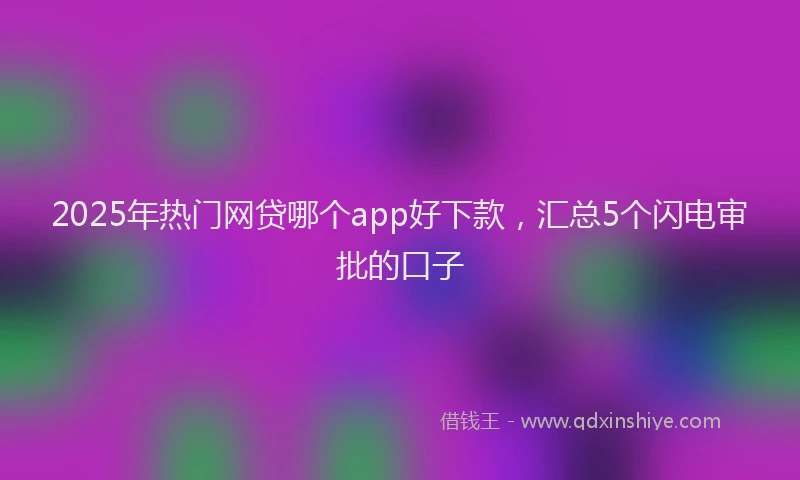 2025年热门网贷哪个app好下款，汇总5个闪电审批的口子