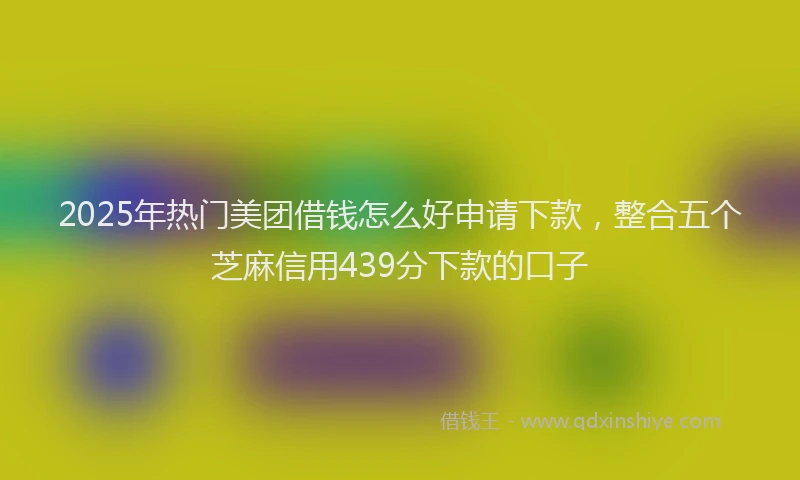 2025年热门美团借钱怎么好申请下款，整合五个芝麻信用439分下款的口子