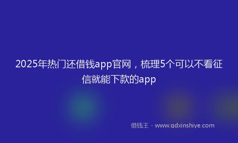 2025年热门还借钱app官网，梳理5个可以不看征信就能下款的app
