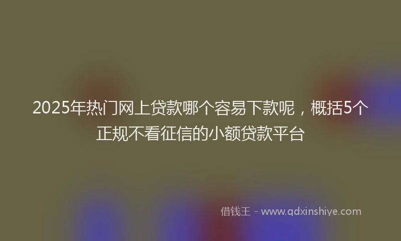 2025年热门网上贷款哪个容易下款呢，概括5个正规不看征信的小额贷款平台